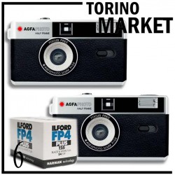 2 FOTOCAMERE ANALOGICHE + 6 RULLINI BN 24 POSE TORINO MARKET